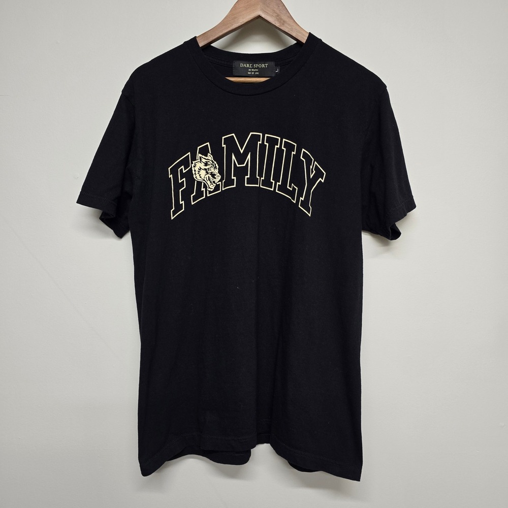 Darc Sport Family Wolf T-Shirt Mens Large Black Cotton Graphic Tee Streetwear